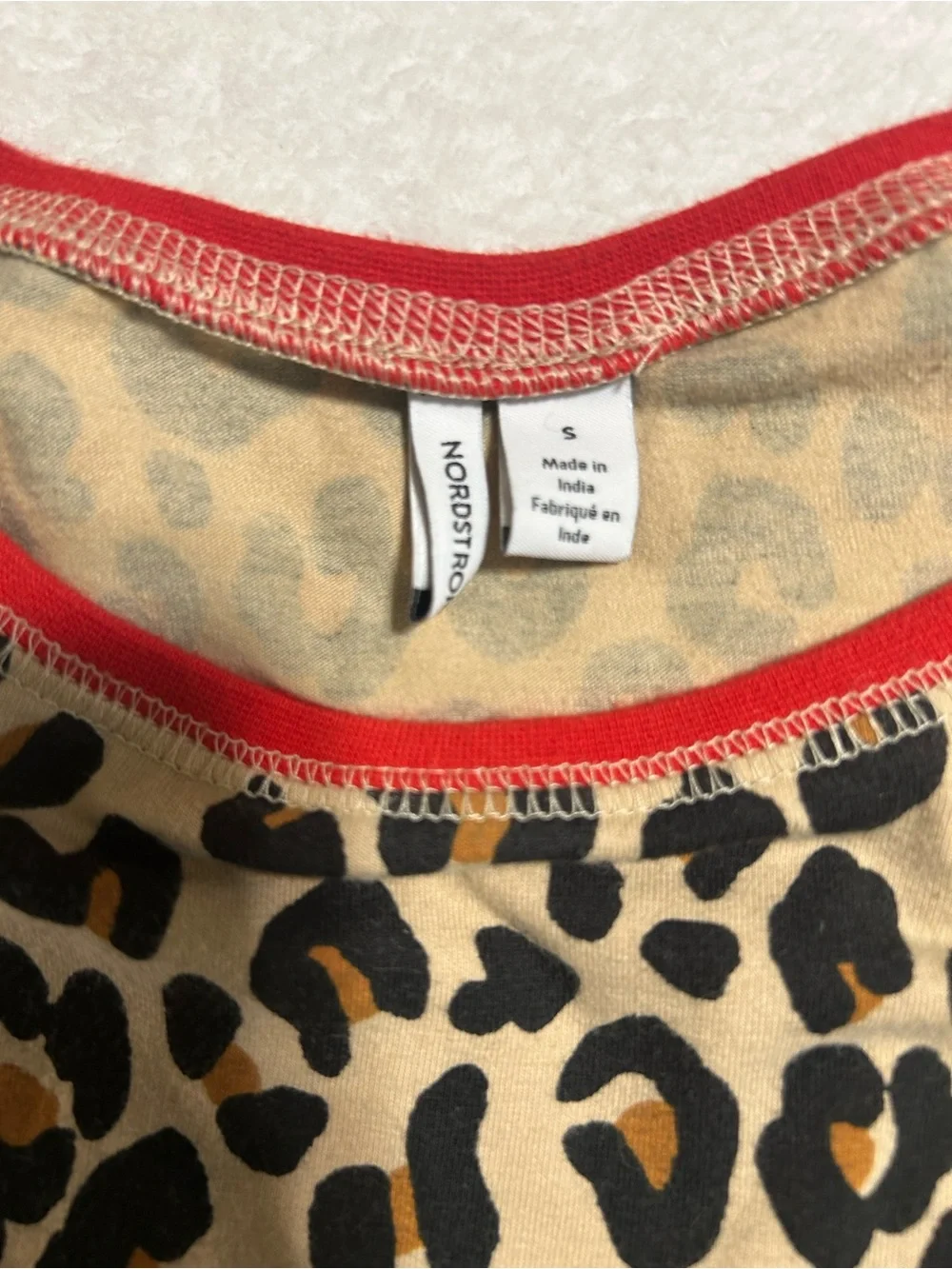 Nordstrom Women’s Small Leopard Print Pajama Set Red Trim